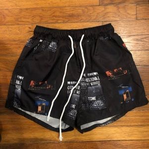 SHEIN Funky Art Print Black Shorts